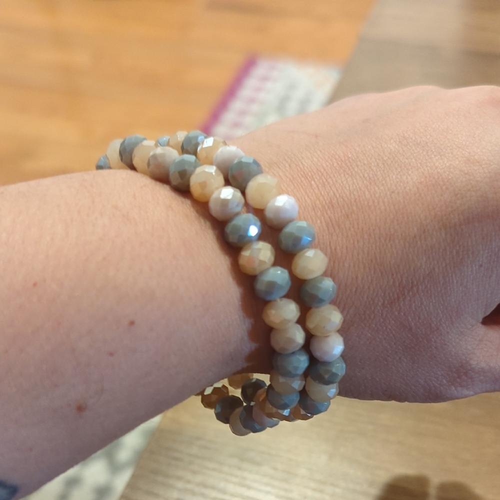 Sandy Beach Beaded Stretch‎ Bracelets Set Of Two